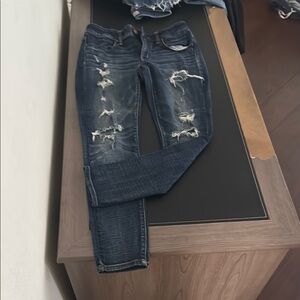 American Eagle Outfitters Blue Skinny Jeans Distressed Style
